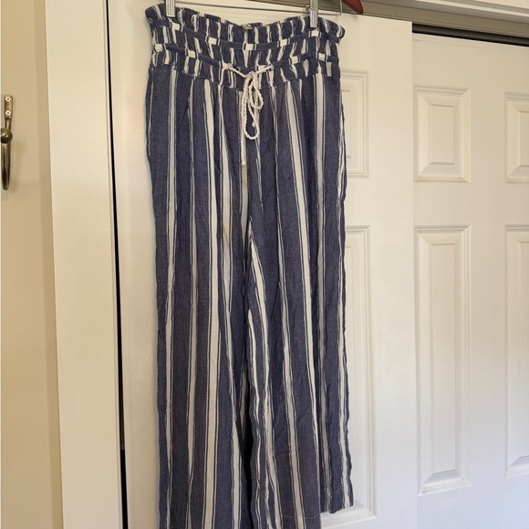 Free People Blue and White Wide Leg Pants - Picture 1 of 5